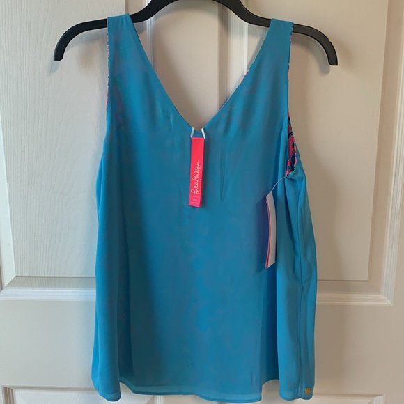 NWT Lilly Pulitzer Florin Sleeveless Reversible Top XS Seaweed Samba Engineer - Picture 8 of 9